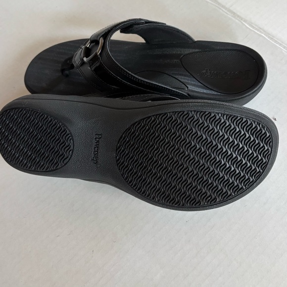 PowerStep Dress Black Sandals, 10 –Synthetic Leather & Patent -Orthotic Arch - Picture 6 of 8